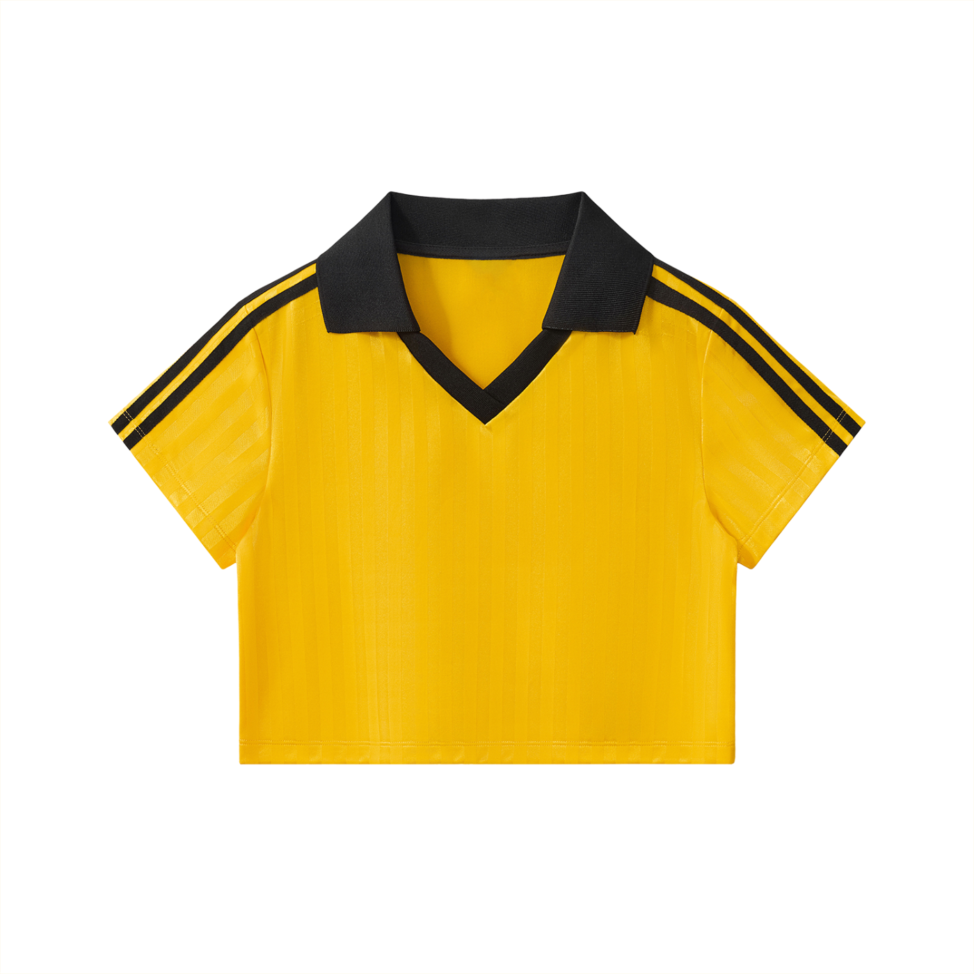 Contrast Collar Striped Cropped Jersey